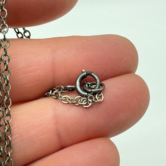 Vtg LS Peterson Mourning Pendant Sterling 14k Yellow Rose Gold Black Necklace - Picture 10 of 13